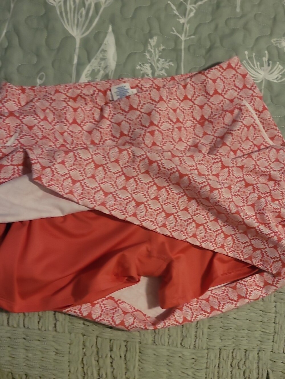 Sigrid Olsen Pink & White Patterned Mini Skort And Zip Up White Shirt - Picture 3 of 5